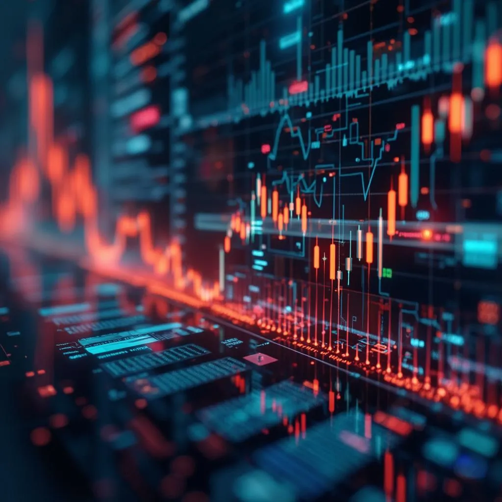 Gráficos y datos financieros abstractos, representando el análisis de mercado